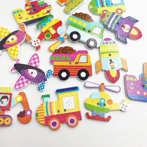 25pcs Large Wood Buttons Mixed Pattern Cartoons Sewing Button Scrapbooking Embellishments Crafts Decorative Boutons WB685
