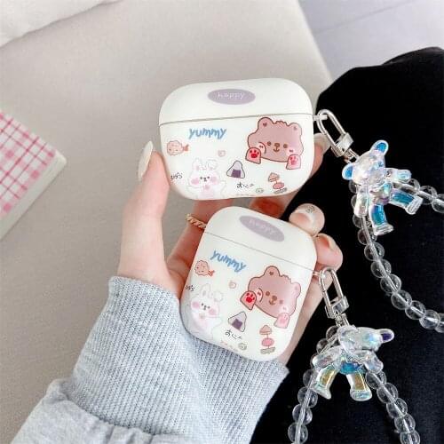 3D Bear Lanyard Earphone Case for AirPods Pro Case Cute Rabbit Cartoon for Apple Air Pods 2/1 Cases Headphone Earpods Cover