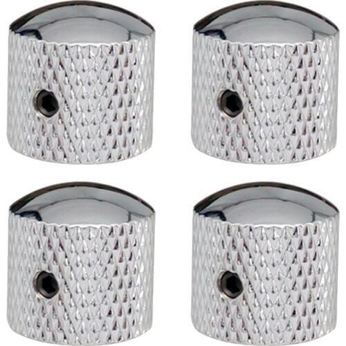 4 Pieces Metric Metal Dome Buttons Pot Knob For Electric Guitar Or Bass, Silver