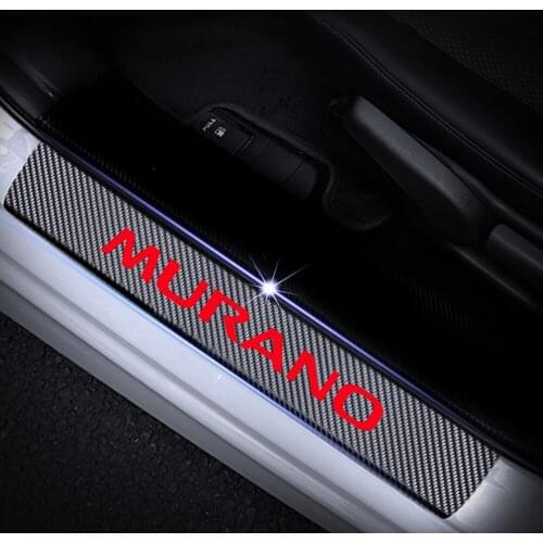 Car Door Sill Protector Scuff For Nissan Murano 4D Carbon Fiber Vinyl Sticker Door Sill Guard Interior 4Pcs Car Accessories