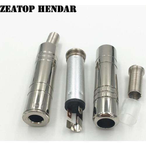 40Pcs Metal 6.35mm 3Pole Stereo Audio Female Plug TRS 6.35 Amp Jack TRS Sockect with Spring Connector
