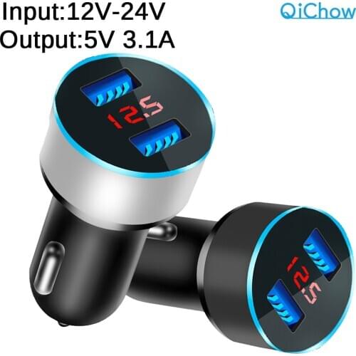 Dual Usb Car Charger 5V 3.1A With LED Display Universal Phone Car-Charger for Xiaomi Samsung S8 iPhone X XS 8 Plus Tablet etc