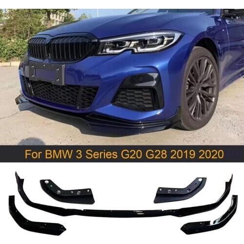 Car Front Bumper Lip Spoiler Splitters For BMW 3 Series G20 G28 2019 2020 Car Front Bumper Lip Splitters Spoiler PP Gloss Black