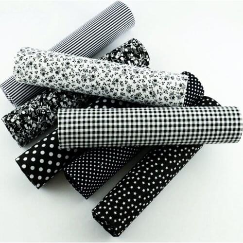 Booksew Dark Printed Flower Plain Cotton Fabric 7 PCS/lot Fat Quarter Bed Sheet Bundle Scrapbooking Art Work