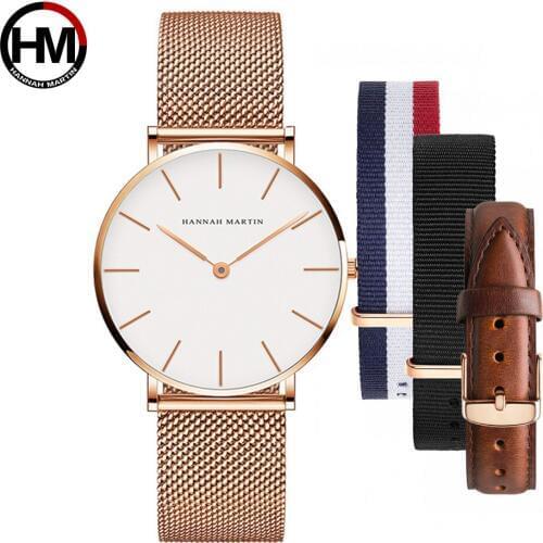 Women Watch Japan Quartz Design Waterproof Rose Gold Stainless Steel Mesh 1 set 3psc Band Lady watches relogio feminino Dropship