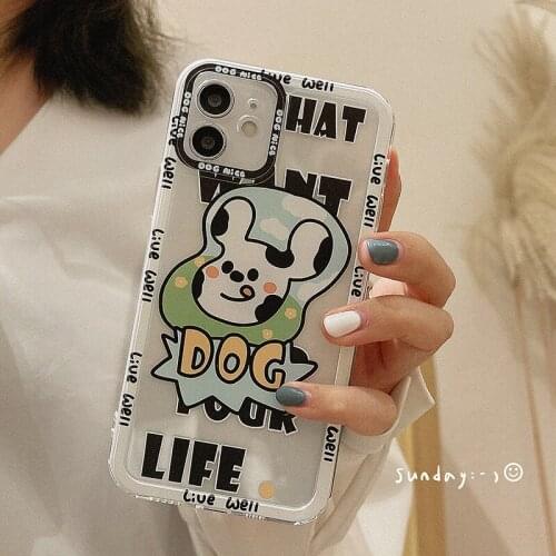 Cute Cartoon Animal Dog Korean Phone Case For iPhone 11 Pro Max 12 Pro Max X Xs Max Xr 7 8 Puls SE 2020 Cases Soft TPU Cover