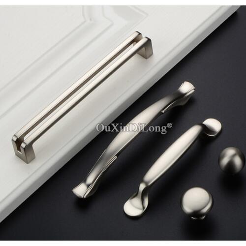 Elegant 10PCS European Nickel Brushed Kitchen Cabinet Door Handles Cupboard Wardrobe Drawer TV Cabinet Pulls Handles & Knobs
