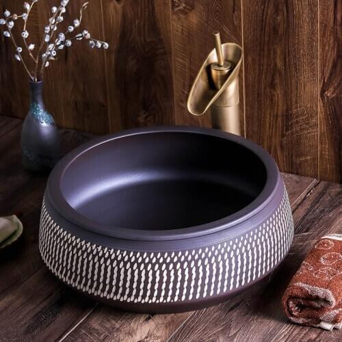 Jingdezhen factory directly art hand painted ceramic washbowl sink ceramic wash basin bathroom sink