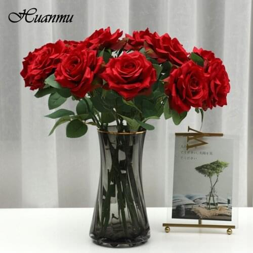 1/3 Pcs Artificial Rose Flowers Bridal Bouquets Wedding Table Home Party Living Room Decorations DIY Scrapbook Supplies