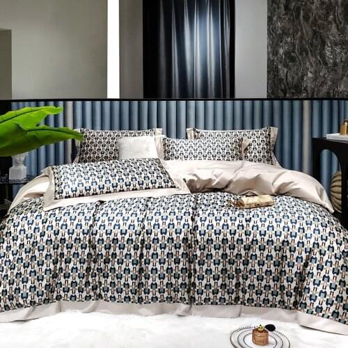 New 1200TC Egyptian Cotton Bedding Set Digital Printing Duvet Cover set Pillowcase Flat Sheet