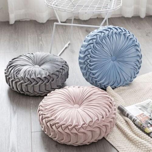 Round Floor Cushion Home Pouf Throw Sofa Decor Pleated Soft Pillow Dutch Cashmere Wheel cushion Sofa Cushion