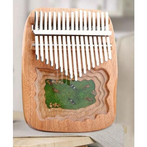 Micro Landscape Thumb Piano Kalimba 17-Key Finger Piano Fits Beginners Musical Instrument Epoxy Resin Mahogany Core Material