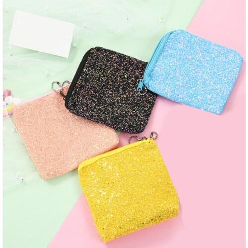 Fashion Mermaid Sequins Coin Purse Mini Wallet Girl Glittering Purse Women Handbag Party Zipper Clutch Bag Earphone Package