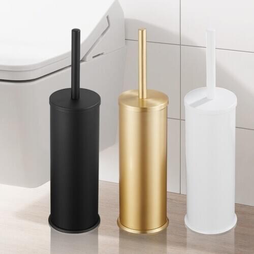 Toilet Brush Holders Set Aluminum Bathroom Clearing Tool Brushed Gold/Black Lavatory Floor TypeToilet Brush Holder Bath Hardware