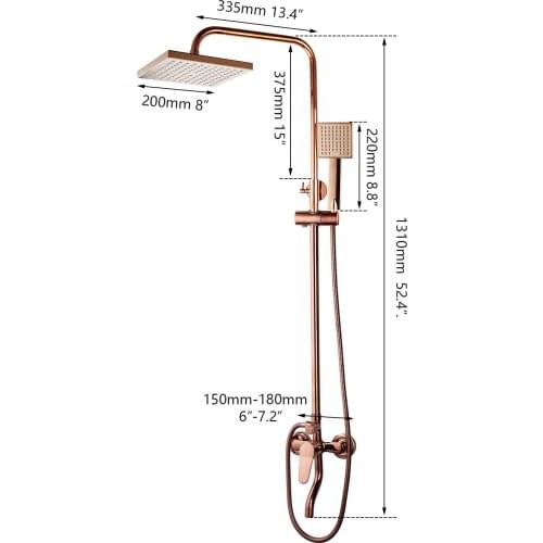 JIENI Rose Golden Shower Faucet Set Solid Brass Handle Bathroom Bathtub Mixer Rainfall Hand Shower & Spray Shower Faucet