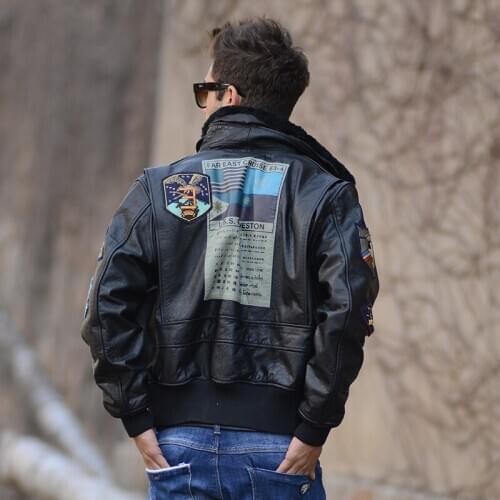 Factory 2020 New Mens Classical Genuine Leather Motorcycle Leather Jacket Tom Cruise Top Gun Air Force jaqueta de couro