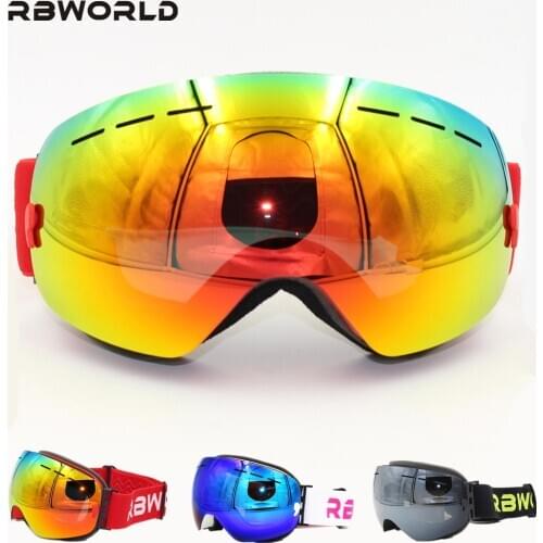 New RBWORLD brand ski goggles Double UV400 layers anti-fog big ski mask glasses skiing men women snow snowboard Polarized lens
