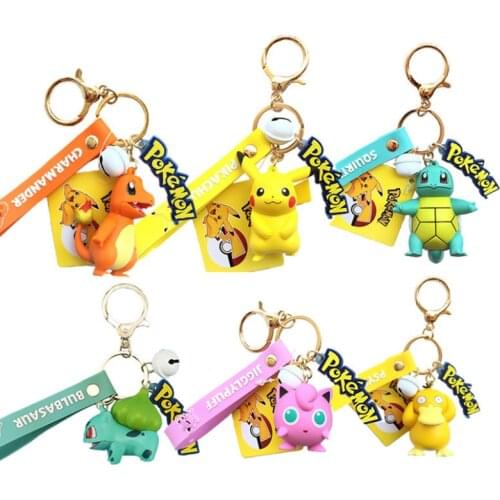 6Pcs Original Pokemon Pikachu Figures Fashion Cartoon Keychain Pendant Pokémon Anime Model Car Keychain