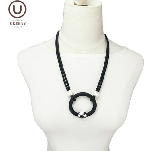 UKEBAY New Black Rubber Necklaces For Women Pearl Pendant Necklace Goth Cloth Chains Party Accessories Fashion Choker Necklace