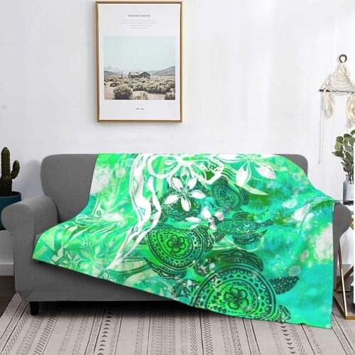 Polynesian Ocean Spray Honu Tribal Blankets Velvet Textile Decor Samoan Multi-function Soft Throw Blankets for Bedding Car