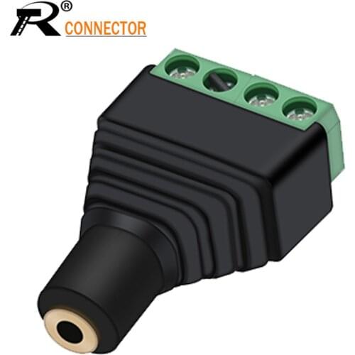R connector 1pc Video AV Balun 3.5mm 1/8"stereo female to AV Screw Terminal Stereo jack 3.5 mm female 4 pin Terminal Block Plug