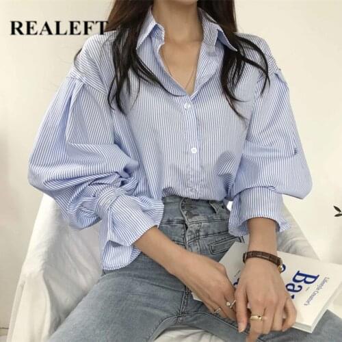 REALEFT Women's Striped Shirts