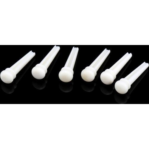 Musiclily Slotted Bone Acoustic Guitar Bridge Pins, White (6 Pieces)