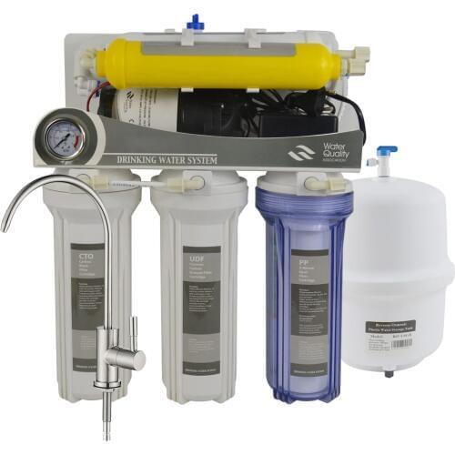 Undersink Mineral Reverse Osmosis Filtration System,6 stage RO Mineralizing Water Filter System -75 GPD with Pressure Gauge