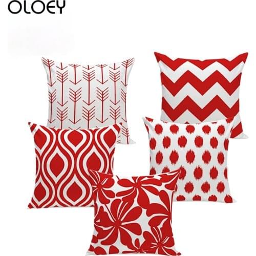 Nordic Cushion Red White Decorative Velvet Geometric Cushions Covers Home Decor Throw Pillow Case Pillowcase for Sofa 45x45cm