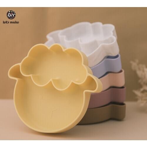 Lets Make 1PC Baby Silicone Plate Children Feeding Bowl Plates Sheep Waterproof Non-Slip Feedings Silicone Bowl Baby Products