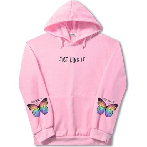 Hip Hop Hoodie Women Cotton Sweatshirt Dancing Butterfly Print Harajuku Hoodies Streetwear Autumn Winter Hooded Pullover Jumper
