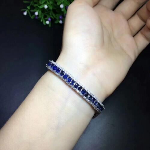 KJJEAXCMY fine jewelry 925 Natural Sterling Silver Sapphire Bracelet in Sterling Silver