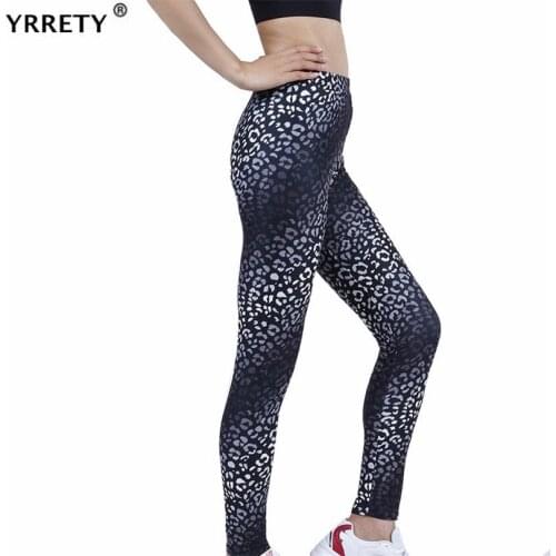 YRRETY New Black White Leopard Pants Women Leggings Fitness High Waist Hip Push UP Tights Gym Ankle-Length Workout Clothing
