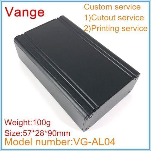 1pcs/lot black metal project cases 57*28*90mm 6063-T5 aluminum junction enclosure black for portable electronics PCB