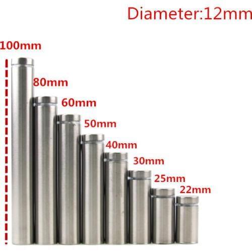 10 pcs Glass Fasteners Diameter 12mm Stainless Steel Acrylic Advertisement Standoffs Pin Nails Billboard Fixing Screws Hardware