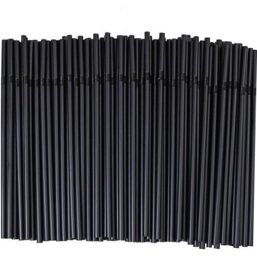 100pcs/Set Black Cocktail Straws Black Plastic Straw Decorative Home Supplies Straws Wedding For Birthday Drinking Event