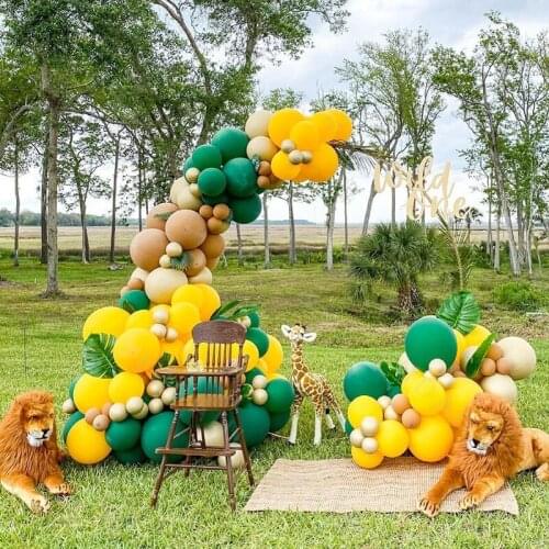 136pcs Wild Jungle Safari Theme DIY Balloons Set Retro Green Garland Arch Kit Baby Shower Birthday Party Decoration Globos Gifts