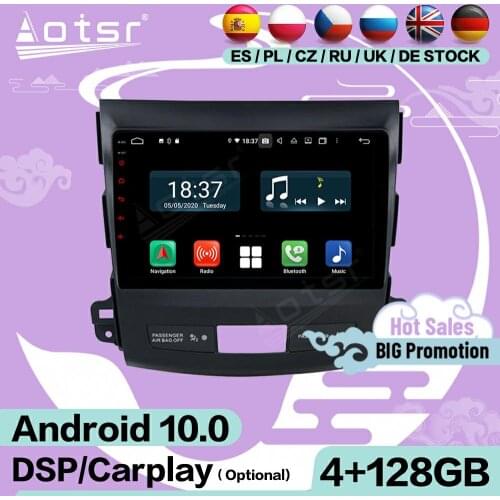 2 Din Stereo Android 10 For Mitsubishi Outlander 2007 2008 2009 2010 2011 2012 2013 GPS Audio Radio Receiver Recorder Head Unit