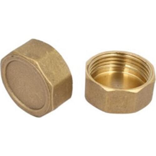 2 Pcs 1BSP Female Thread Brass Hex Head Pipe Caps Cover Fitting