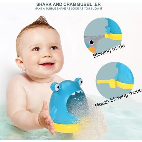 2021 Blowing Bubble Cute Cartoon Shark And Crab Swimming Bathtub Soap Machine Toy For Children Baby Bathing Funny Toys Outdoor