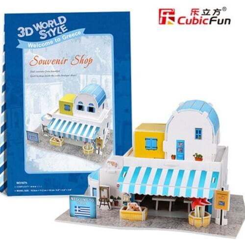 3D Puzzle Greek shop DIY Creative gift Educational toys World style tour construction paper model T50