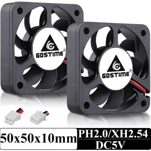 5pcs/lot Gdstime 2Pin 5cm Brushless Cooling Fan 50x50x10mm 5V DC Cooler 50mm x 10mm