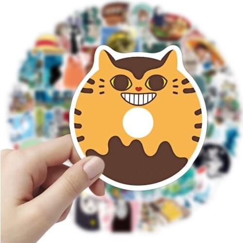 50Pcs Japanese Anime Stickers Ghibli Hayao Miyazaki Totoro Spirited Away Princess Mononoke KiKi Student Stationery Sticker
