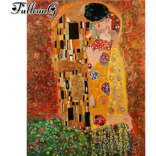 FULLCANG 5d diy diamond painting klimt diamond embroidery sale couple mazayka cross stitch full square/round drill decor FC583