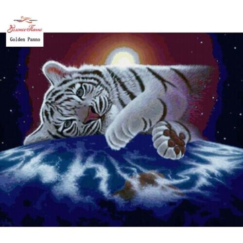 Golden Panno Full Square Diamond 5D DIY Diamond Painting Photo Custom "Little Tiger" 3D Embroidery Cross Stitch Mosaic Decor
