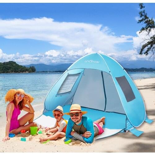 Beach Tent Automatic Pop Up Sun Shelter Waterproof Tent Easy Setup Outdoor Camping Travel Tent With Moisture-proof Pads