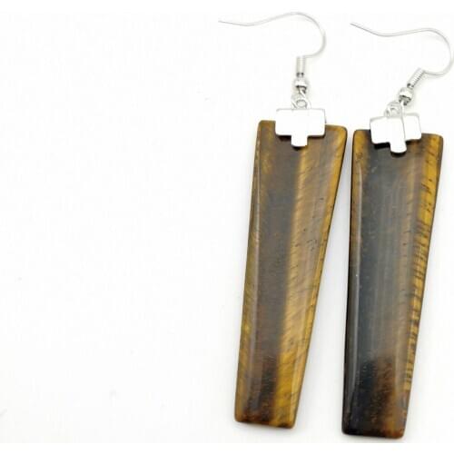 Free delivery Natural Crystal Quartz Dro Earring Trapezoid Geometric Long Stone Dangl Earrings Healing Charm Ear Jewelry for W