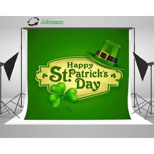 St. Patrick Day Leprechaun`s Hat Clover Wishing Lettering background polyester or Vinyl cloth Computer print wall backdrops