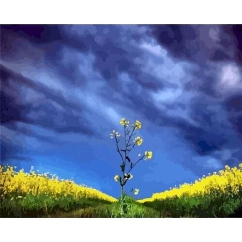 GATYZTORY Frame Rape Blossoms Diy Painting By Numbers Landscape Paint By Number Handpainted Gift Wall Decor Artwork Frame