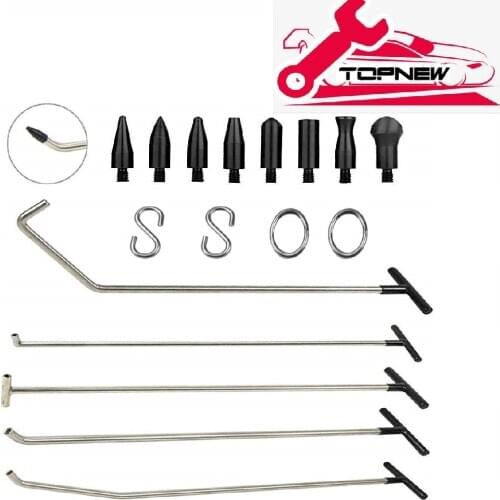 Rods Tools Paintless Dent Repair Kits Car Auto and Wall Body Dents Removal Set Stainless with 8 Taper Head and S-Hook